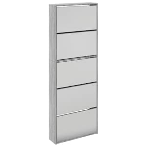 Botník se zrcadlem 5patrový šedý sonoma 63 x 17 x 169,5 cm - obrázek 2