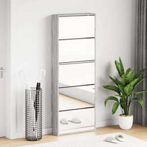 Botník se zrcadlem 5patrový šedý sonoma 63 x 17 x 169,5 cm - obrázek 1