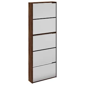 vidaXL 5 sahtliga kingakapp peegliga, pruun tamm, 63x17x169,5 cm