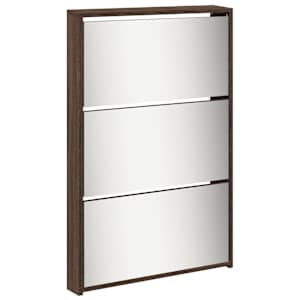 Botník se zrcadlem 5patrový hnědý dub 63 x 17 x 169,5 cm - obrázek 4