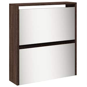Botník se zrcadlem 5patrový hnědý dub 63 x 17 x 169,5 cm - obrázek 5