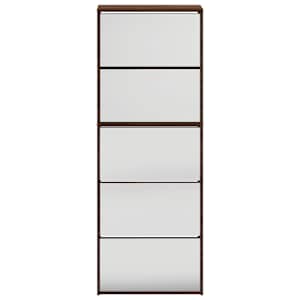 Botník se zrcadlem 5patrový hnědý dub 63 x 17 x 169,5 cm - obrázek 6