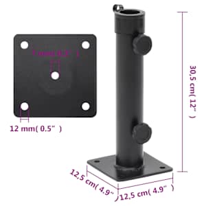 Základna pro slunečník pro tyč Ø 38/48 mm matná černá ocel - obrázek 7