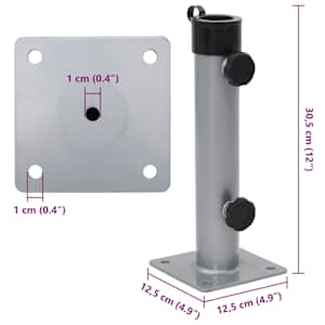 Základna pro slunečník pro tyč Ø 38/48 mm stříbrná ocel - obrázek 7