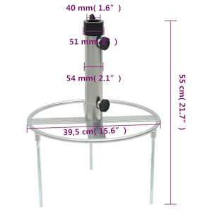 Základna pro slunečník se zemními hroty Ø38/48 mm stříbrná ocel - obrázek 5