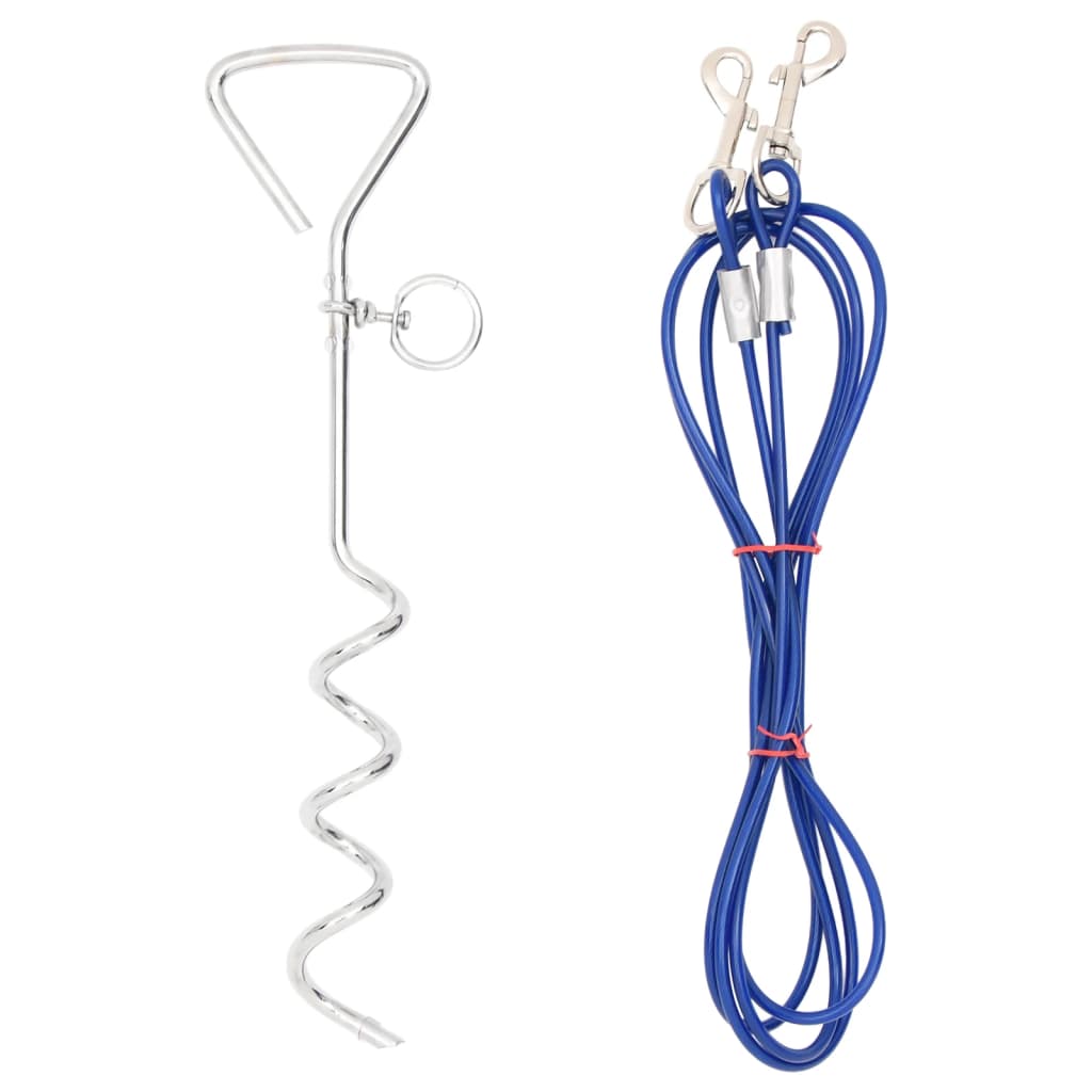 vidaXL Cablu de legare pentru câini cu țăruș de pământ, 3 m