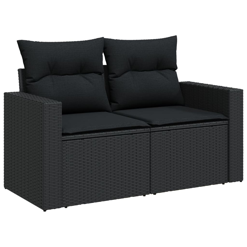 vidaXL 10-delige Loungeset met kussens poly rattan zwart afbeelding