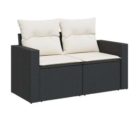 vidaXL 10 Piece Garden Sofa Set with Cushions Black Poly Rattan