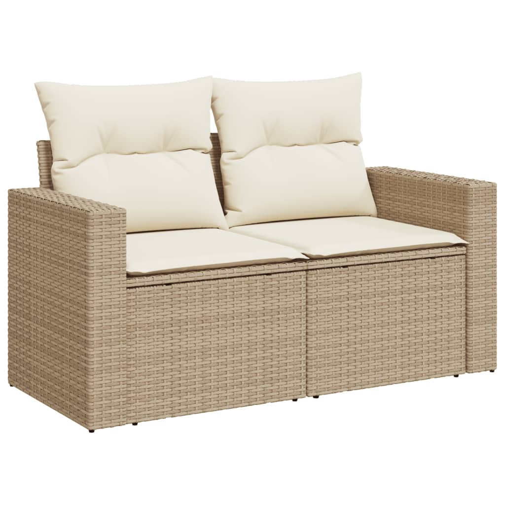 vidaXL 10-delige Loungeset met kussens poly rattan beige afbeelding