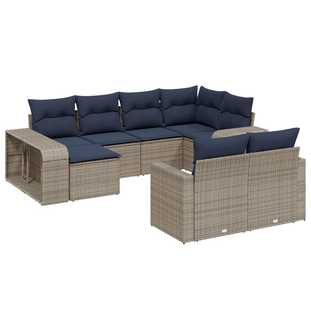 Thumbnail - vidaXL 10-teiliges Gartensofa-Set mit Kissen, grau, Polyrattan