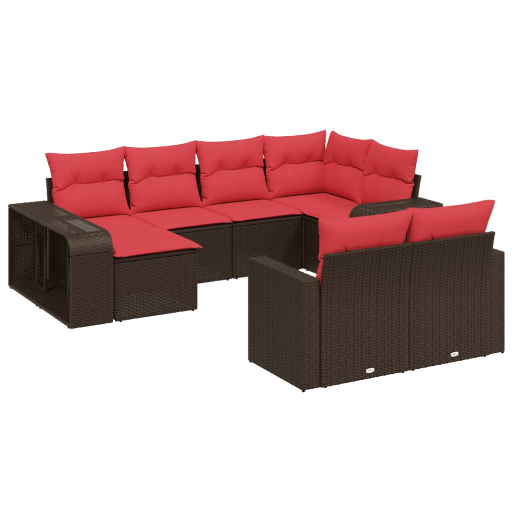 Thumbnail - vidaXL 10-teiliges Gartensofa-Set mit Kissen, braun, Polyrattan