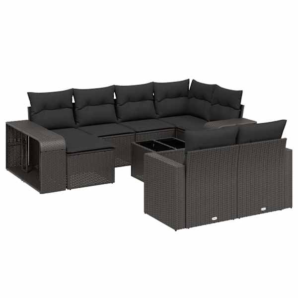 vidaXL 11-osaline aiadiivani komplekt patjadega, must, pol&uuml;rotang