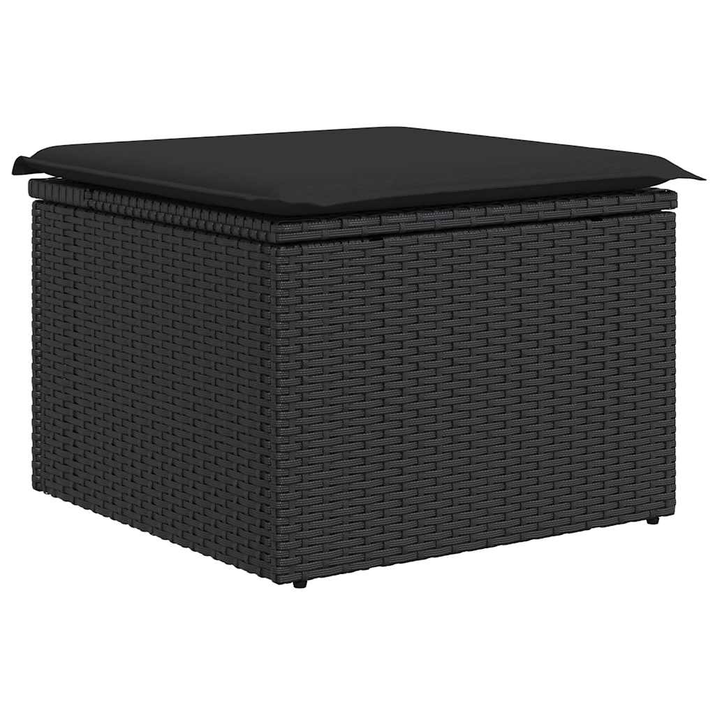 vidaXL 11-delige tuinbankset met kussens, zwart polyrotan