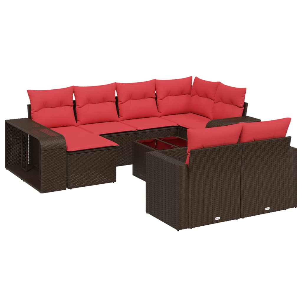 Thumbnail - vidaXL 11-teiliges Gartensofa-Set mit Kissen, braun, Polyrattan