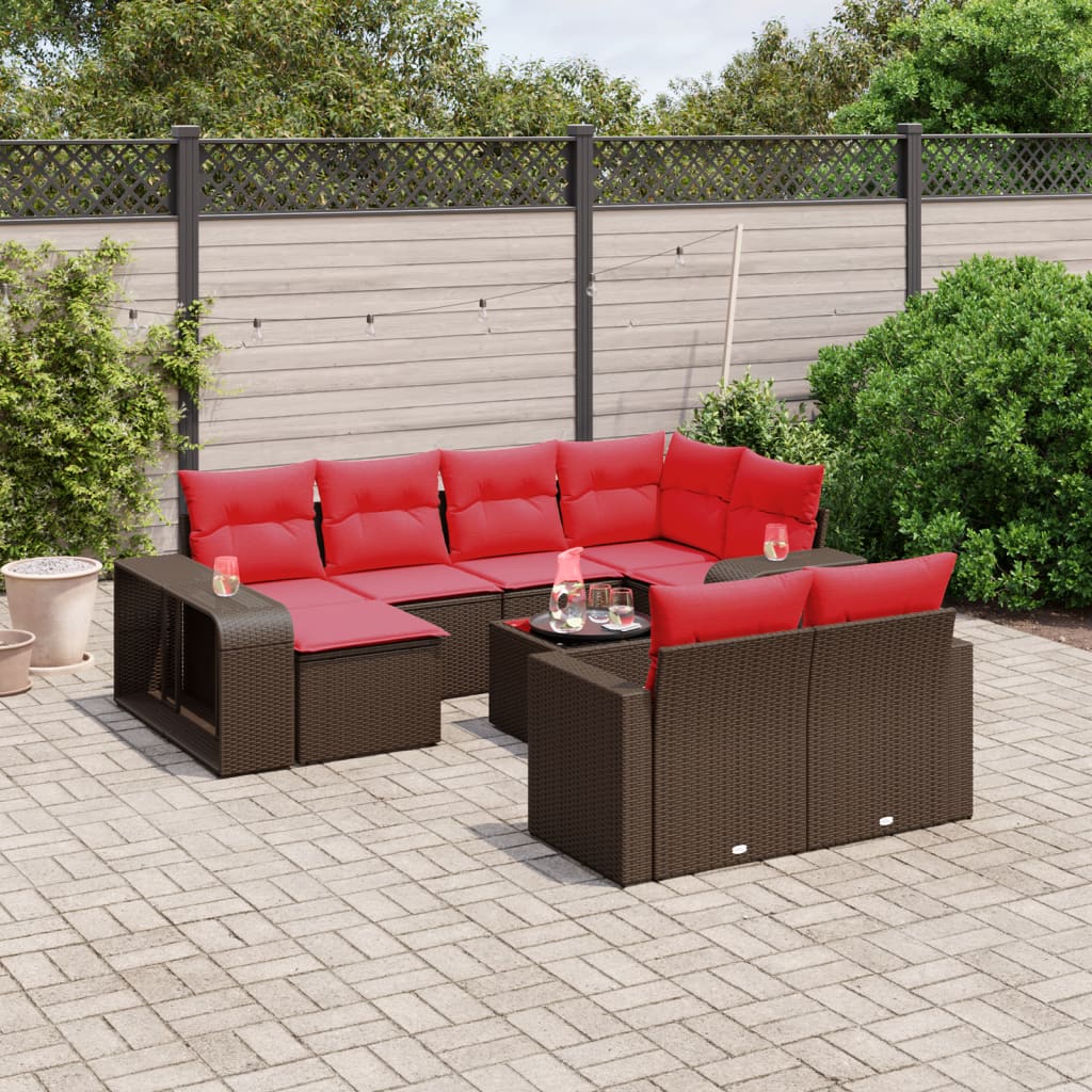 Thumbnail - vidaXL 11-teiliges Gartensofa-Set mit Kissen, braun, Polyrattan