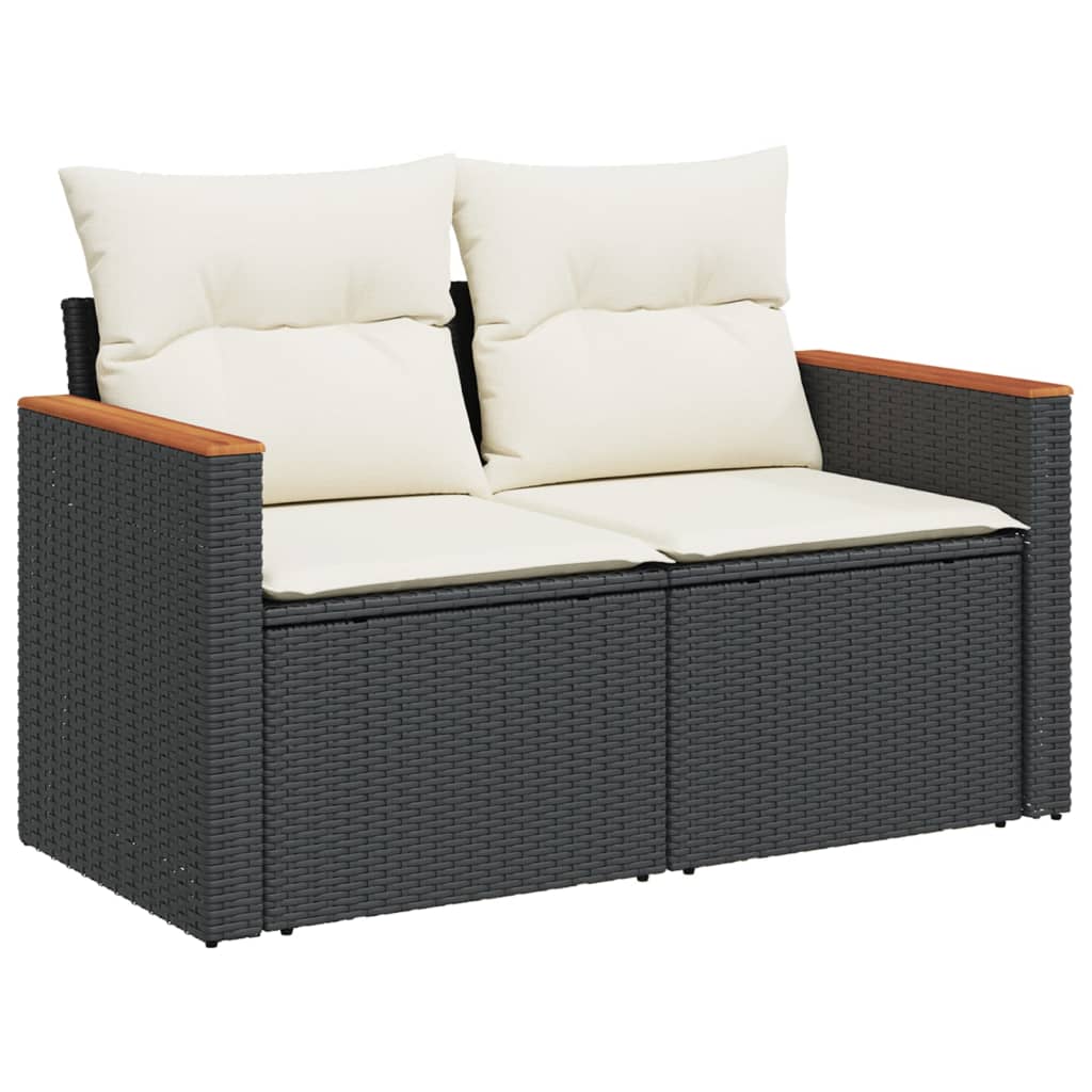 vidaXL 5-delige Loungeset met kussens poly rattan zwart afbeelding