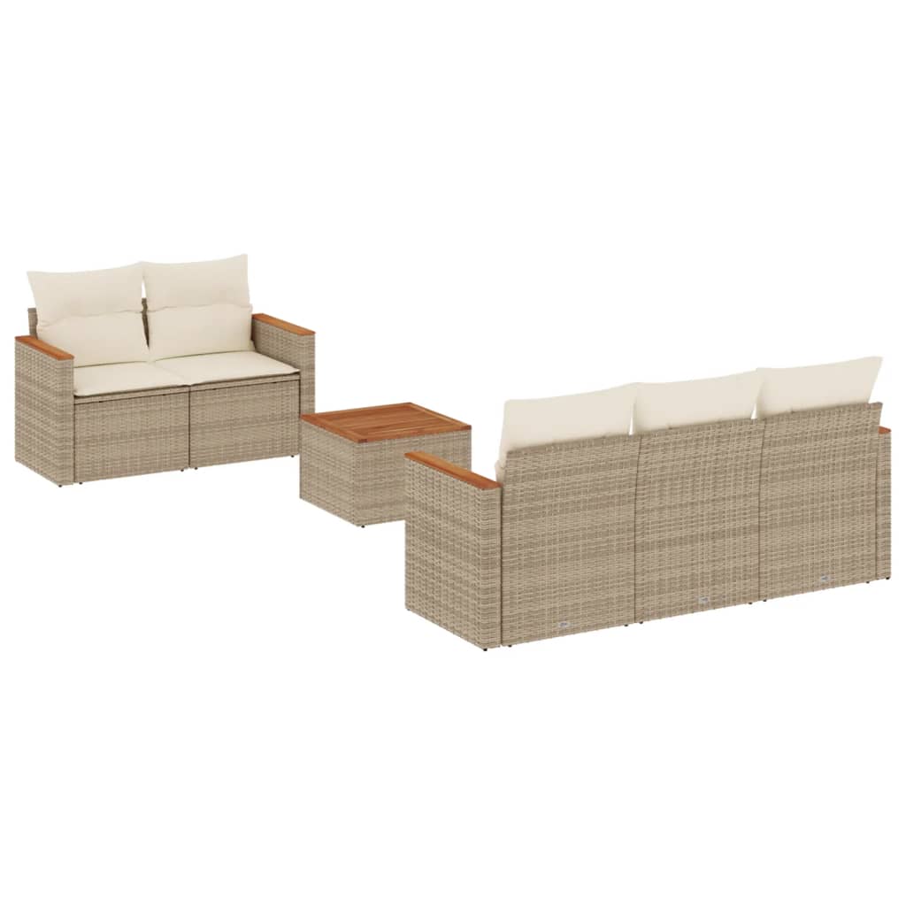 Thumbnail - vidaXL 6-tlg. Garten-Sofagarnitur mit Kissen Beige Poly Rattan