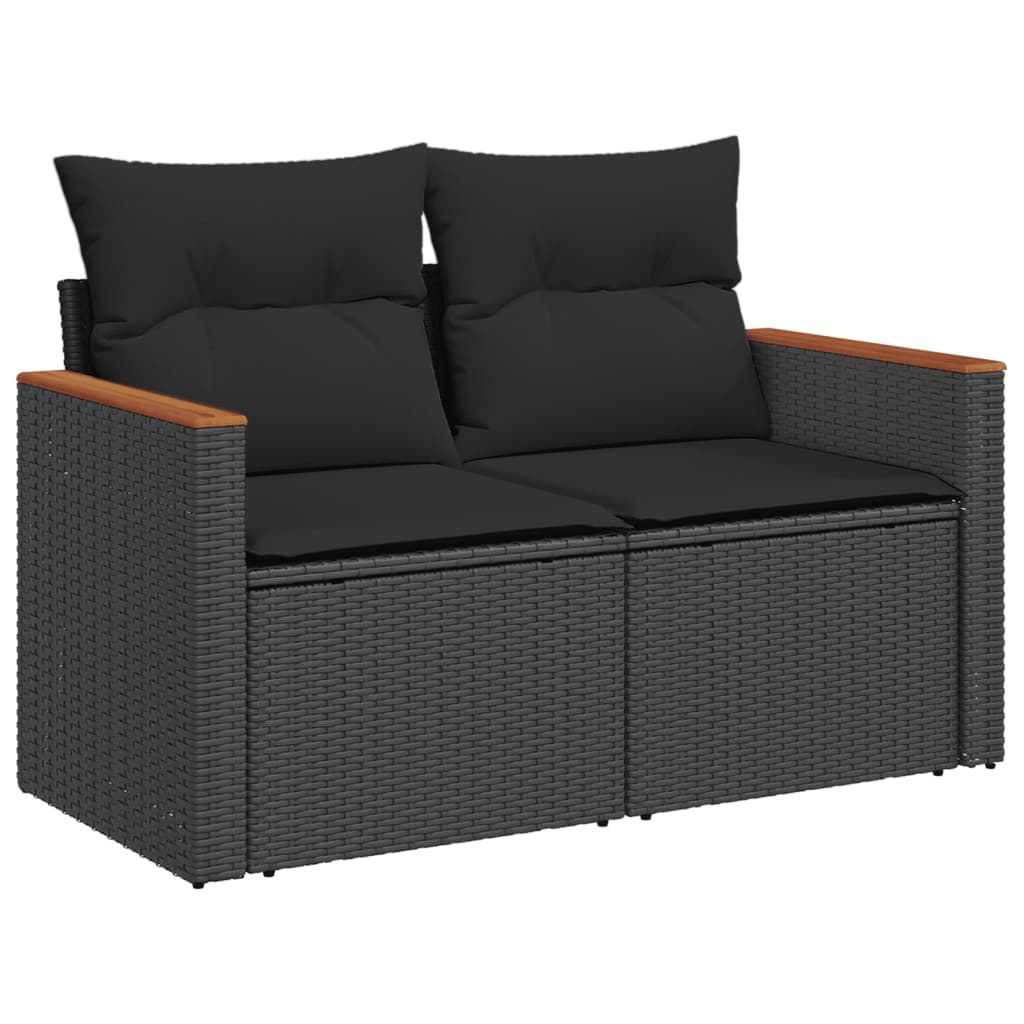 vidaXL 7-delige Loungeset met kussens poly rattan zwart afbeelding