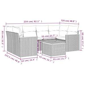 7dílná zahradní sedací souprava s poduškami černá polyratan - obrázek 8