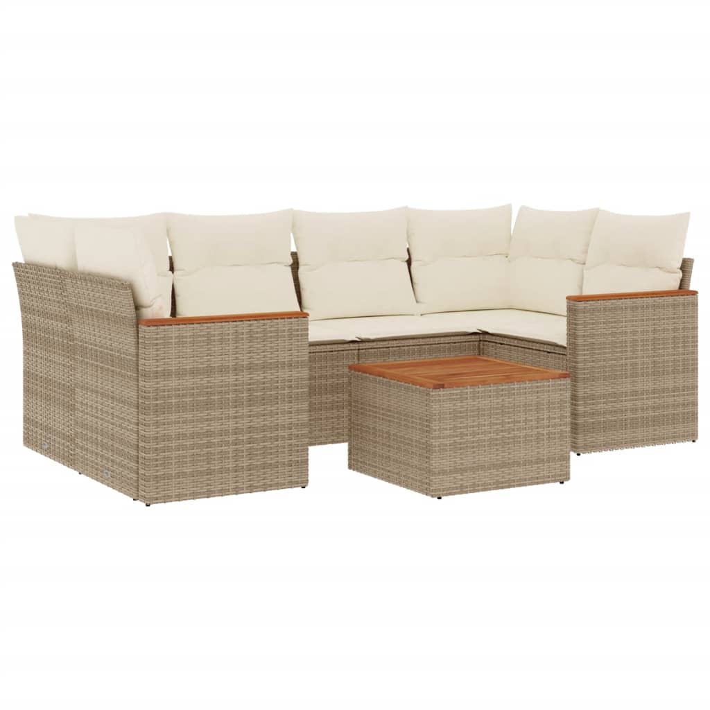 Thumbnail - vidaXL 7-tlg. Garten-Sofagarnitur mit Kissen Beige Poly Rattan