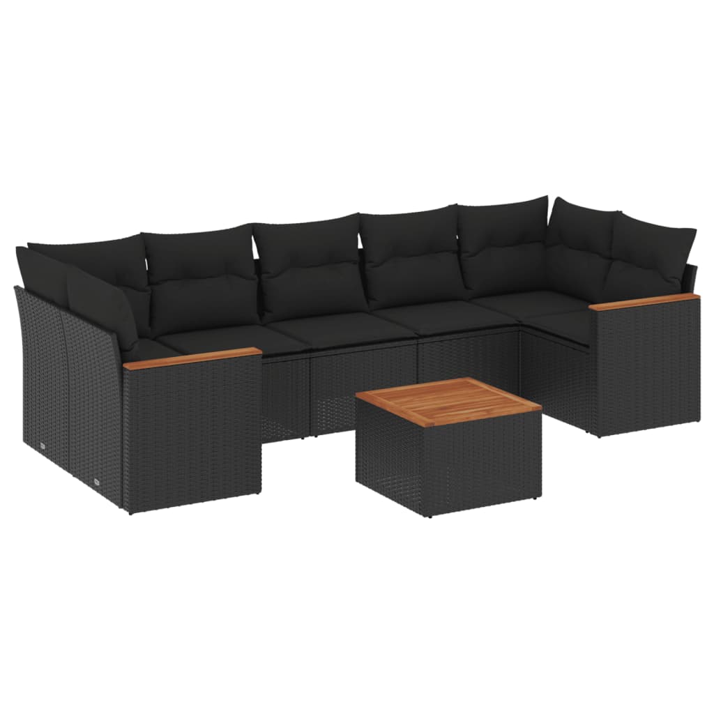 Thumbnail - vidaXL 8-tlg. Garten-Sofagarnitur mit Kissen Schwarz Poly Rattan