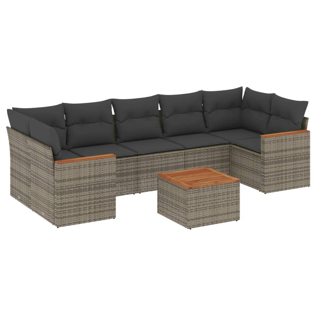 Thumbnail - vidaXL 8-tlg. Garten-Sofagarnitur mit Kissen Grau Poly Rattan