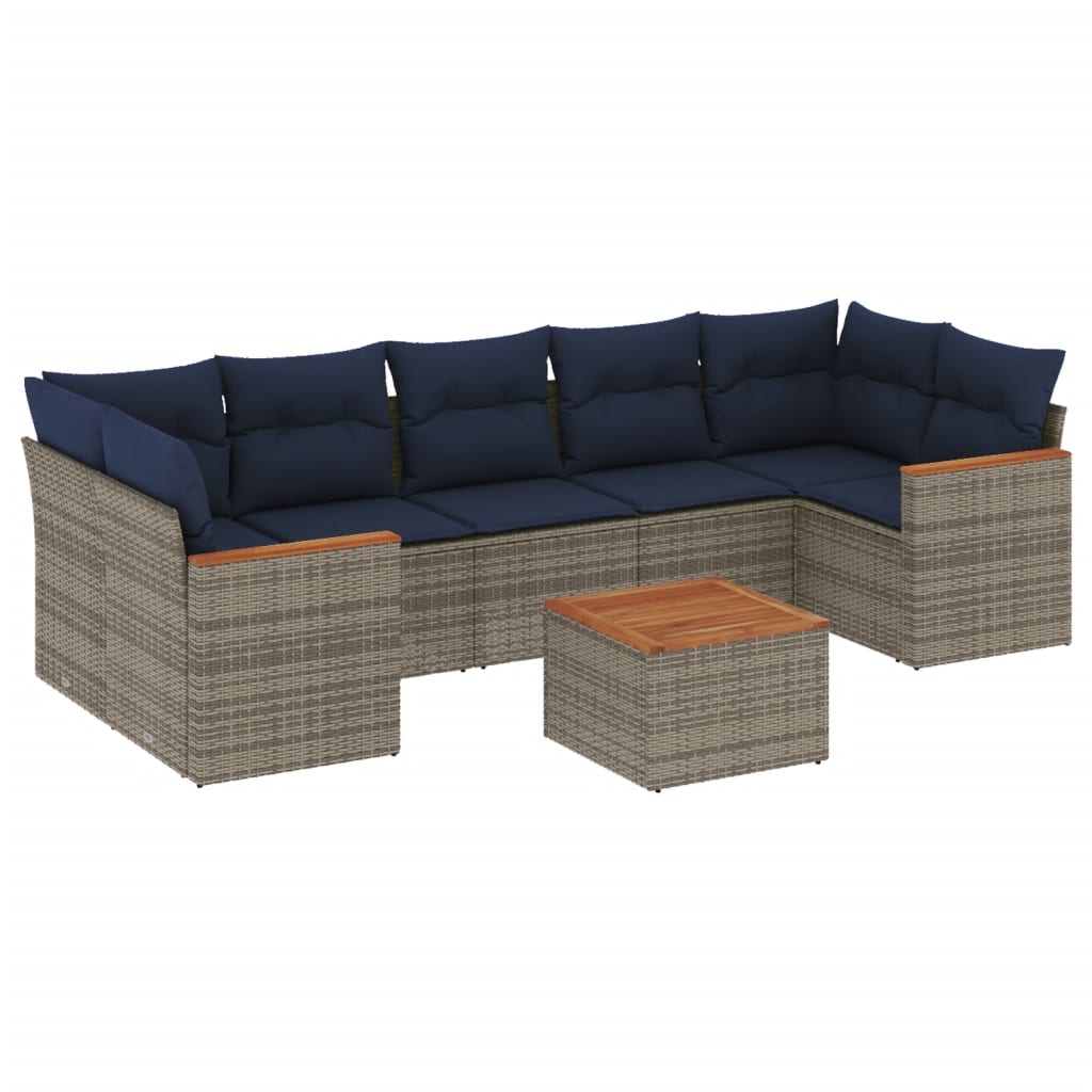 Thumbnail - vidaXL 8-teiliges Gartensofa-Set mit Kissen, grau, Polyrattan