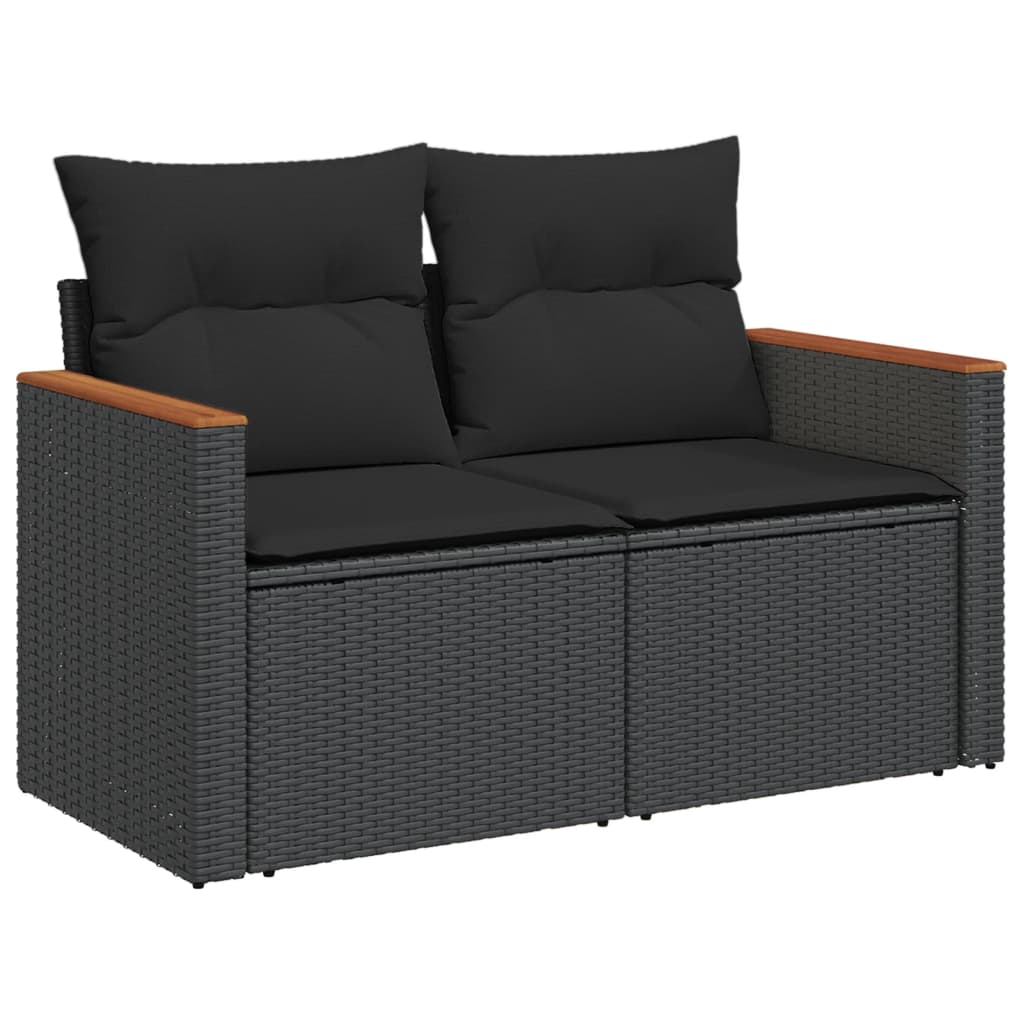 vidaXL 8-delige Loungeset met kussens poly rattan zwart afbeelding