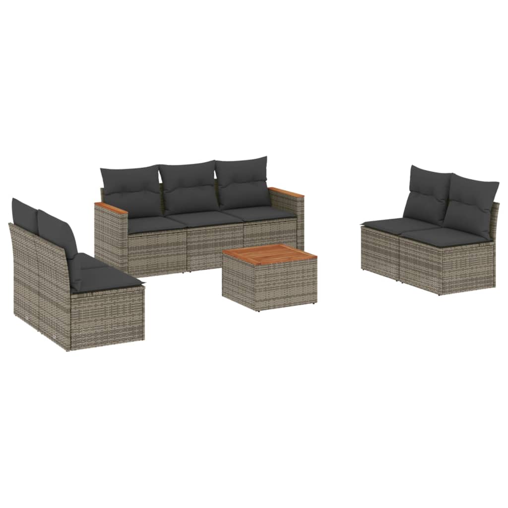 Thumbnail - vidaXL 8-tlg. Garten-Sofagarnitur mit Kissen Grau Poly Rattan