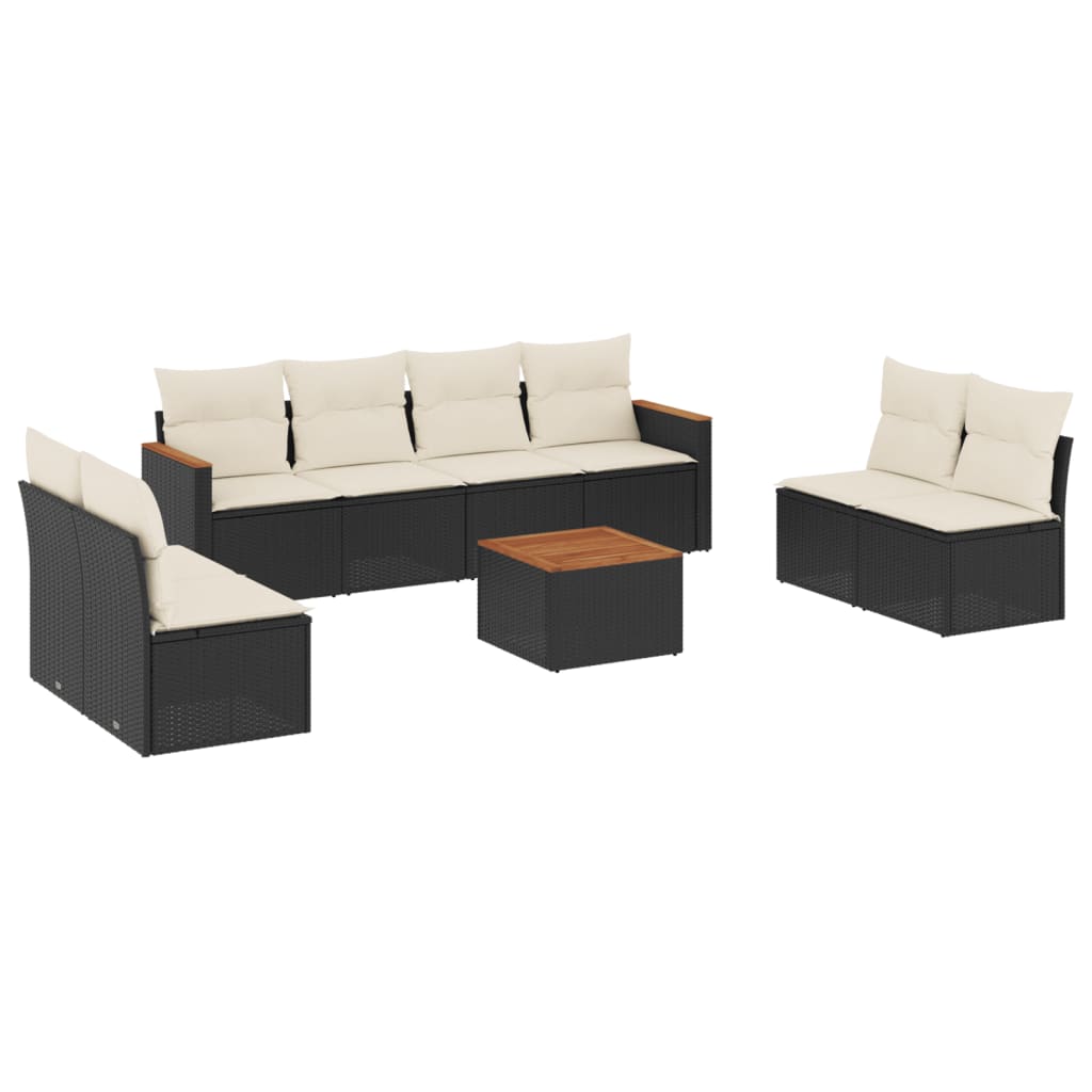 Thumbnail - vidaXL 9-tlg. Garten-Sofagarnitur mit Kissen Schwarz Poly Rattan