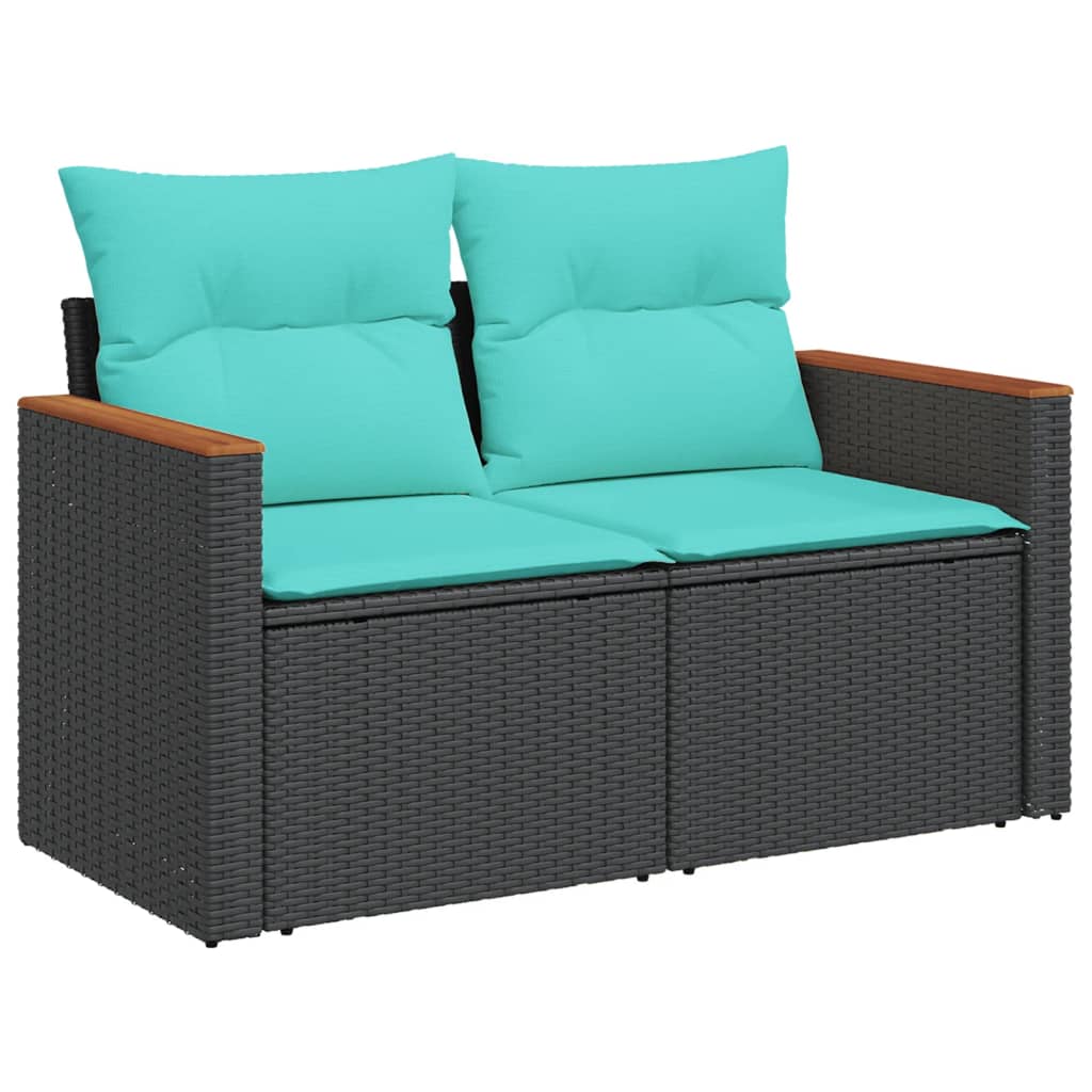 Thumbnail - vidaXL 5-teiliges Gartensofa-Set mit Kissen, schwarzes Polyrattan