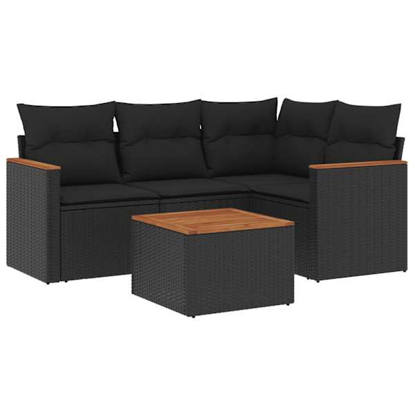 vidaXL 5-osaline aiadiivanikomplekt patjadega, must, pol&uuml;rotang