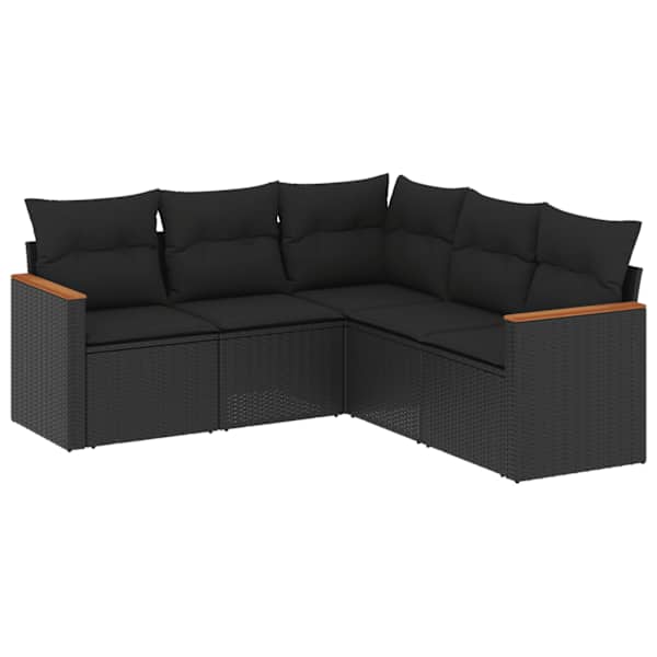 vidaXL 5-osaline aiadiivanikomplekt patjadega, must, pol&uuml;rotang