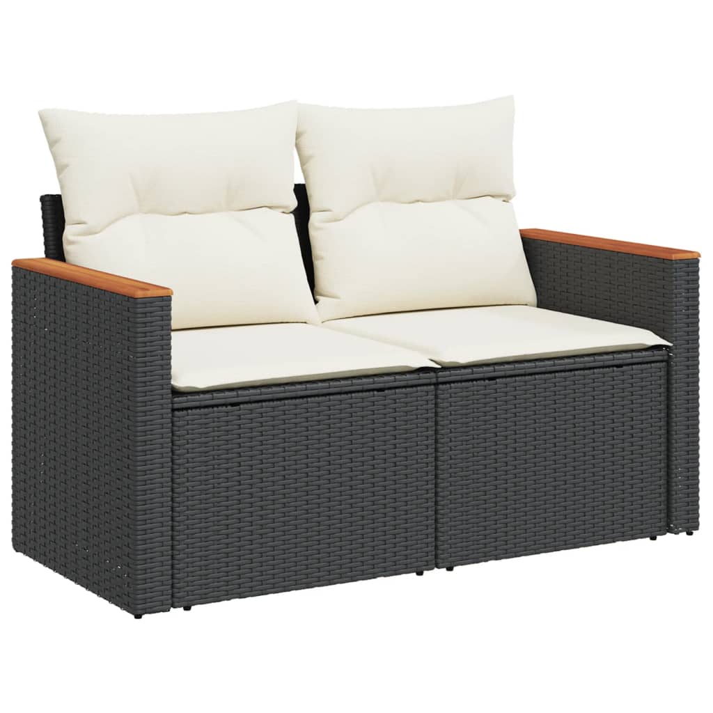 vidaXL 5-delige Loungeset met kussens poly rattan zwart afbeelding