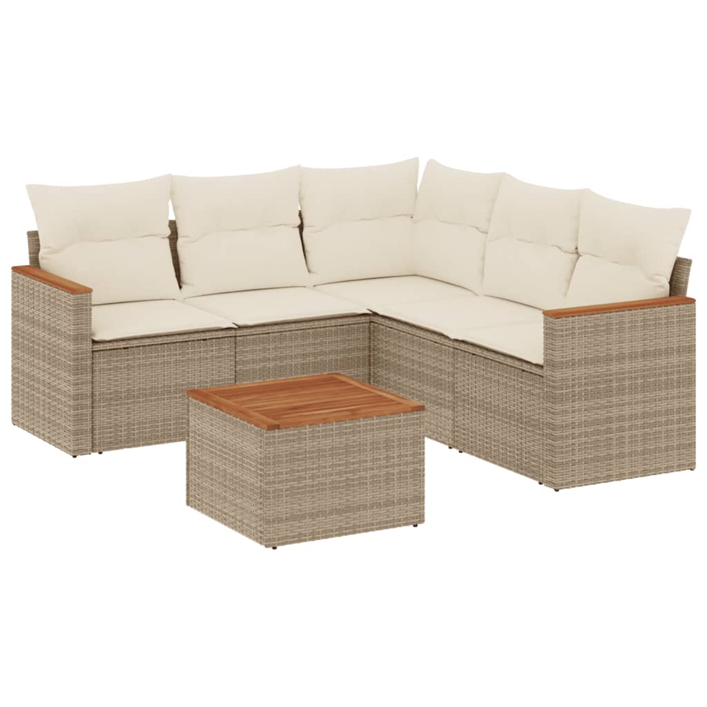 Thumbnail - vidaXL 6-tlg. Garten-Sofagarnitur mit Kissen Beige Poly Rattan
