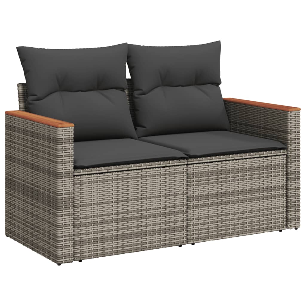 vidaXL 6-delige Loungeset met kussens poly rattan grijs afbeelding