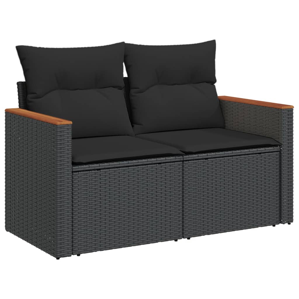 vidaXL 7-delige Loungeset met kussens poly rattan zwart afbeelding