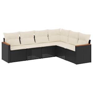 vidaXL 6-osaline aiadiivani komplekt patjadega, must, pol&uuml;rotang
