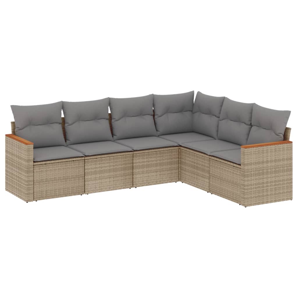 vidaXL Set canapele de grădină, 6 piese, cu perne, bej, poliratan