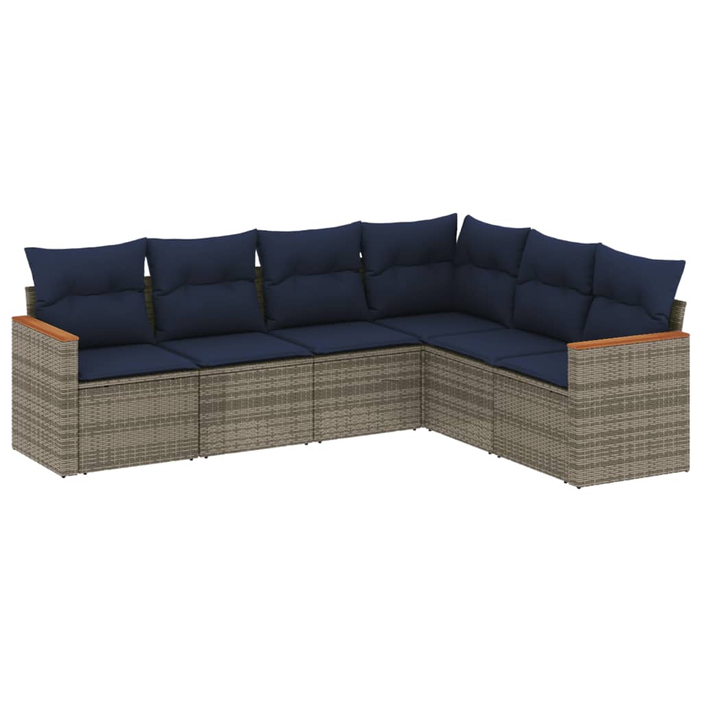 Thumbnail - vidaXL 6-teiliges Gartensofa-Set mit Kissen, grau, Polyrattan
