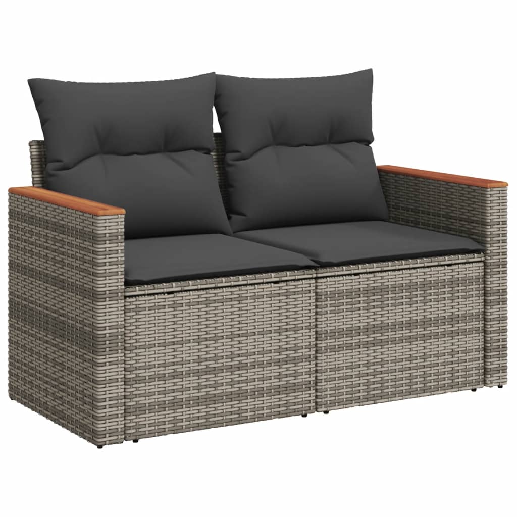 vidaXL 6-delige Loungeset met kussens poly rattan grijs afbeelding