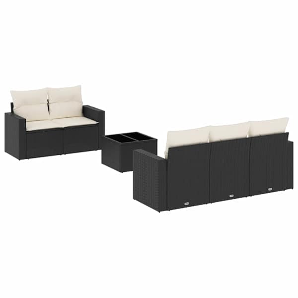 vidaXL 6-osaline aiadiivani komplekt patjadega, must, pol&uuml;rotang