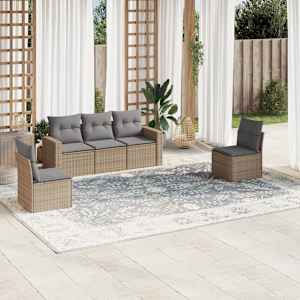 Vrtna sedežna garnitura 5-delna z blazinami bež poli ratan