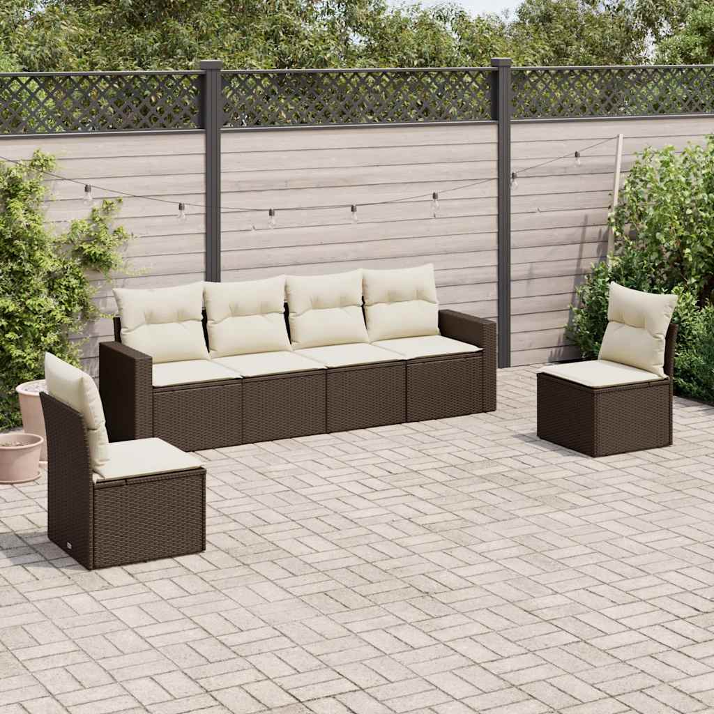 vidaXL Set canapele de grădină cu perne, 6 piese, maro, poliratan