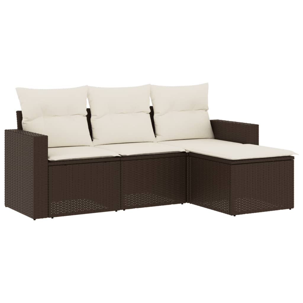 vidaXL Set canapele de grădină, 4 piese, cu perne, maro poliratan maro