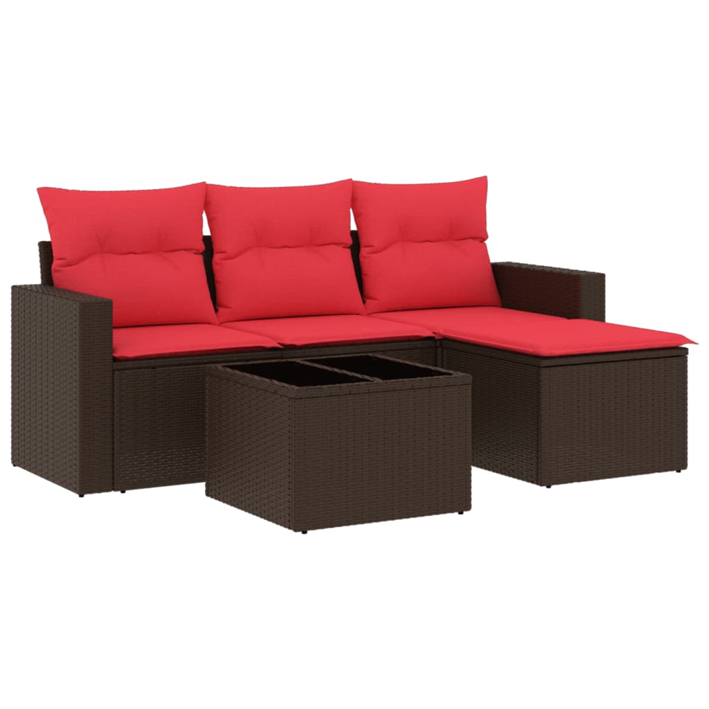 vidaXL 5dílná zahradní sedací souprava s poduškami hnědá polyratan