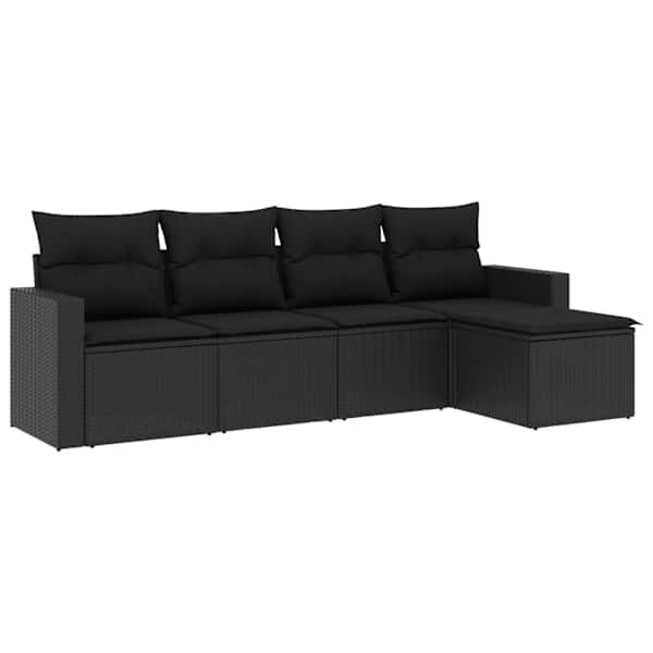 vidaXL 5-osaline aiadiivanikomplekt patjadega, must, pol&uuml;rotang