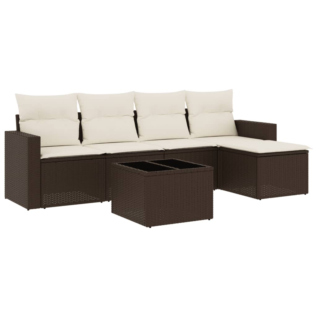 vidaXL Set canapele de grădină cu perne, 6 piese, maro, poliratan