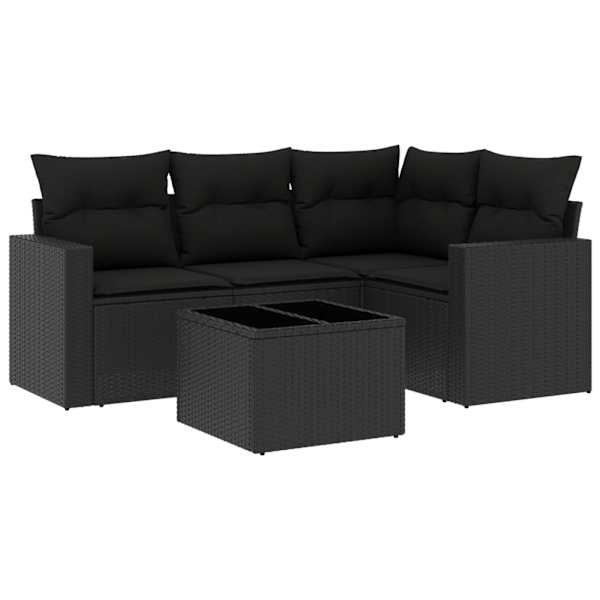 vidaXL 5-osaline aiadiivanikomplekt patjadega, must, pol&uuml;rotang