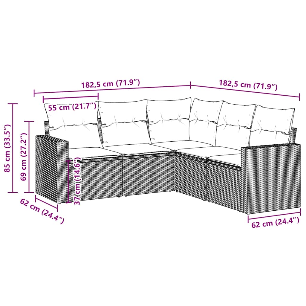 Gartenmöbel Sofa Garnitur Kissen Lounge Set Gartengarnitur Poly Rattan vidaXL - Bild 39 von 96